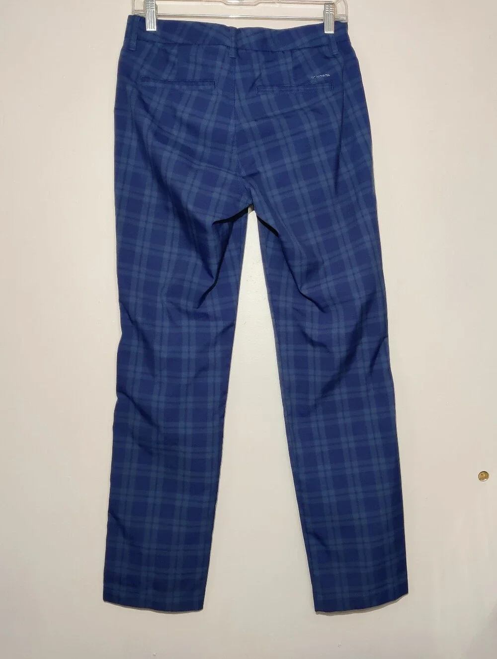 Bonobos Mens Golf Pants 28x30 Blue Green Plaid Slim Fit Performance Casual Chino
